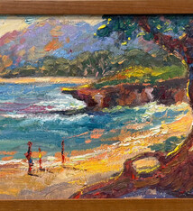 Mark Brown Pounders Beach, 12x24 Original Oil Painting, Framed