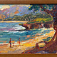 Mark Brown Pounders Beach, 12x24 Original Oil Painting, Framed