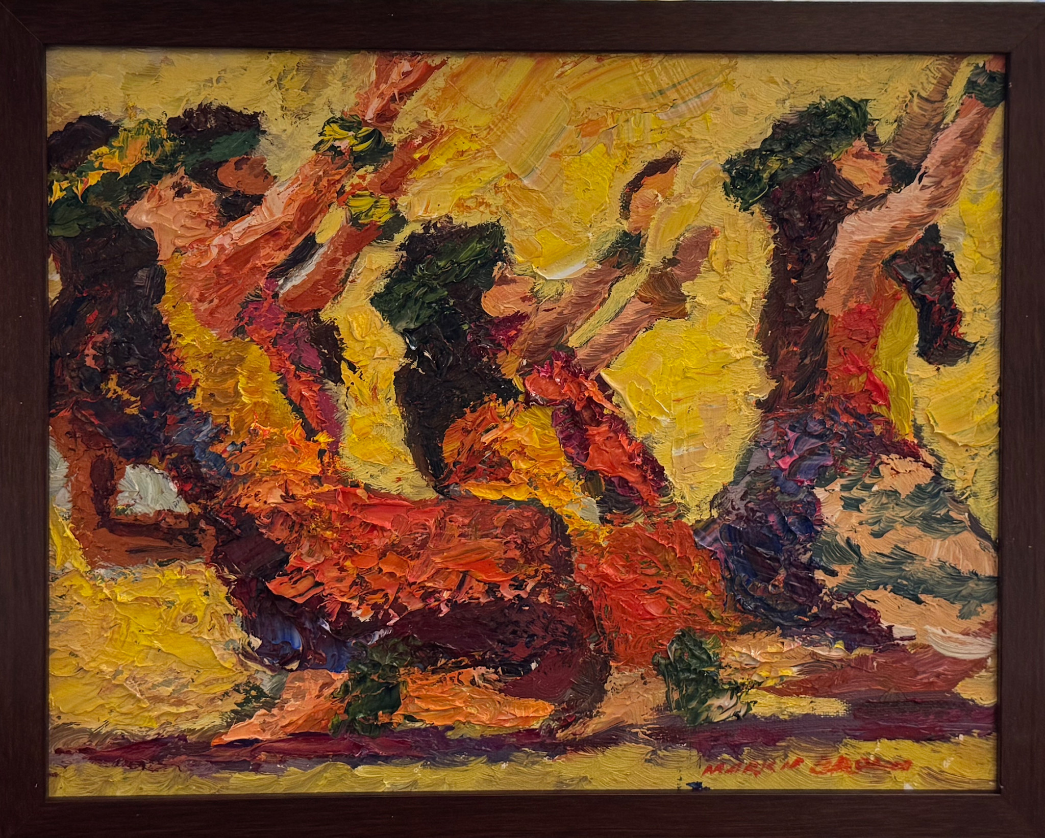 Mark Brown Hula in Motion, 11x14 Original Oil Painting, Framed
