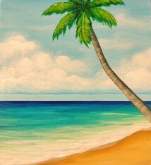 Stephanie Boinay DAYLIGHT PALM BEACH, 3.25X5 ORIGINAL ACRYLIC PAINTING ON WOOD PANEL