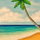 Stephanie Boinay DAYLIGHT PALM BEACH, 3.25X5 ORIGINAL ACRYLIC PAINTING ON WOOD PANEL