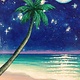 Stephanie Boinay MOONLIGHT PALM BEACH, 3.25X5 ORIGINAL ACRYLIC PAINTING ON WOOD PANEL