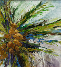 Ed Furuike Tradewinds, 24x30 Framed Original Palette Knife Oil Painting on Canvas