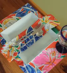 Jam's World Surf Line Napkin Flower Pineapple Hibiscus Red Set of Two