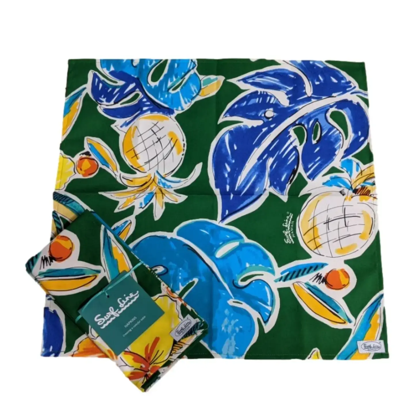 Jam's World Surf Line Napkin Flower Pineapple Hibiscus Green Set of Two
