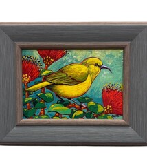 Gary Kato AMAKIHI, 5X7  ORIGINAL ACRYLIC PAINTING, FRAMED (GK-1021)