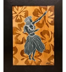 Eduardo Bolioli HULA I, FRAMED ORIGINAL PAINTING (APPROX 9X13, 13X16.5 WITH FRAME)