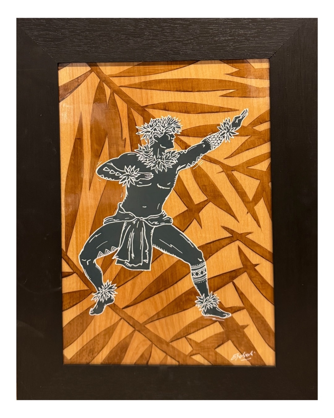 Eduardo Bolioli HULA II, FRAMED ORIGINAL PAINTING (APPROX 9X13, 13X16.5 WITH FRAME)