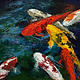 Ed Furuike Water Ballet, 16x20 Framed Original Palette Knife Oil Painting on Canvas