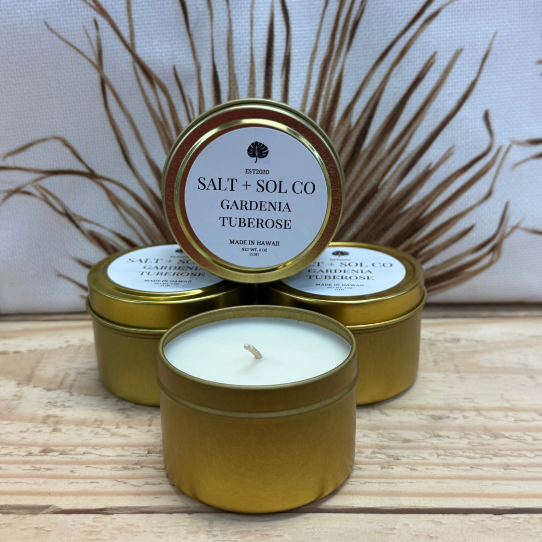 Salt & Sol Co. 4OZ GOLD BLUSH CANDLE: GARDENIA