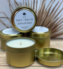 Salt & Sol Co. 4OZ GOLD BLUSH CANDLE: KONA SUNSET