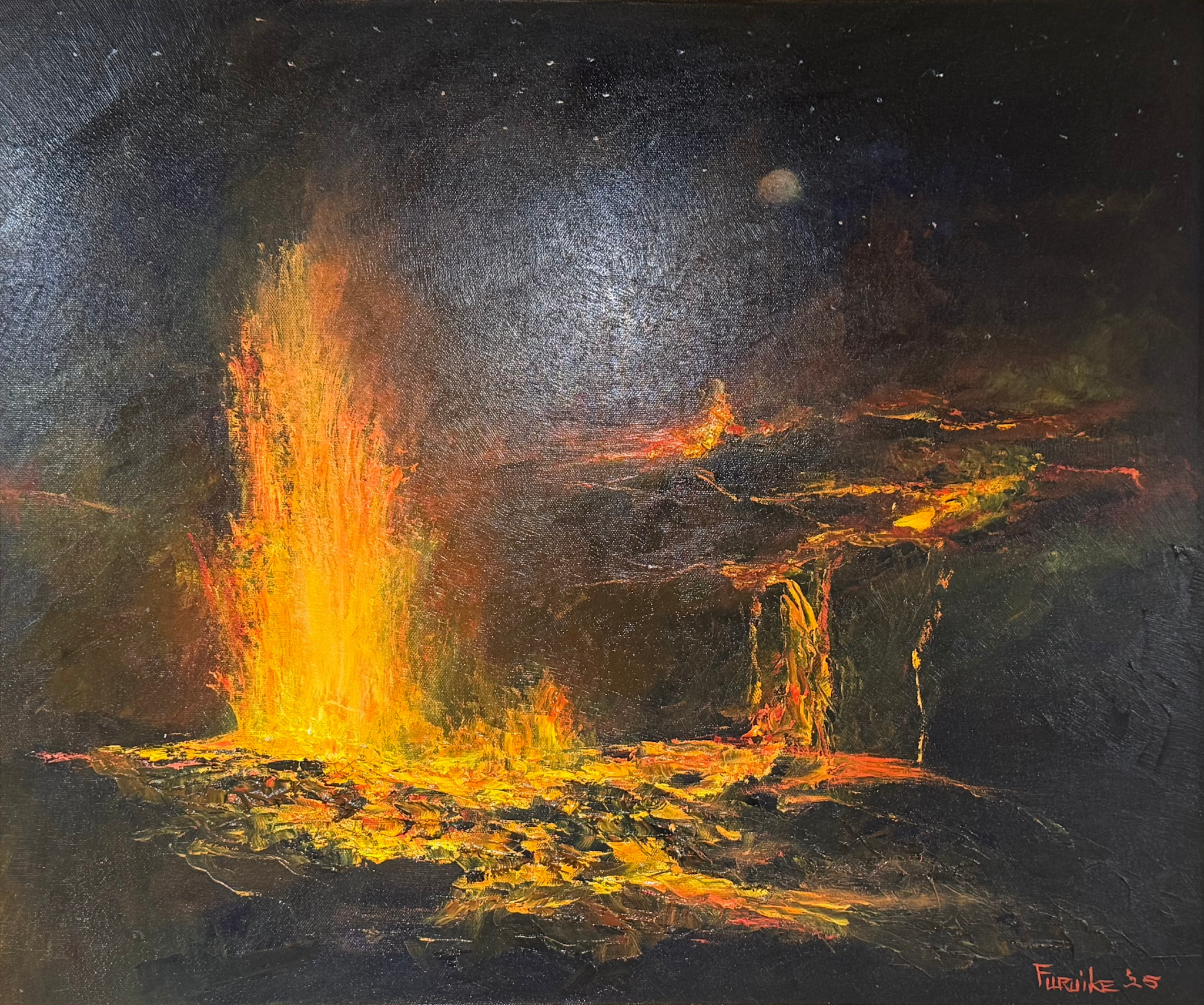 Ed Furuike Aina Hou! (Renewing the Land), 20x24  Framed Original Palette Knife Oil Painting on Canvas