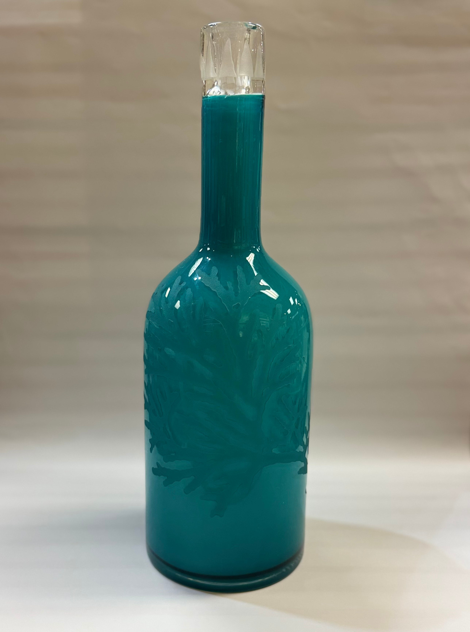 Heather Mettler TALL TURQUOISE BOTTLE VASE WITH CORAL