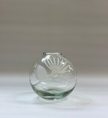 Heather Mettler SMALL ROUND CLEAR BUD VASE WITH ETCHED OHIA