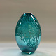 Heather Mettler LARGE TURQUOISE OVAL VASE WITH ETCHED FAN CORAL