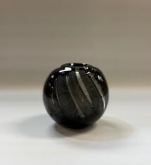 Heather Mettler SMALL ROUND BLACK BUD VASE WITH ETCHED HIBISCUS
