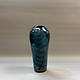 Heather Mettler TALL BLUE IRIDISED VASE WITH ETCHED FERN