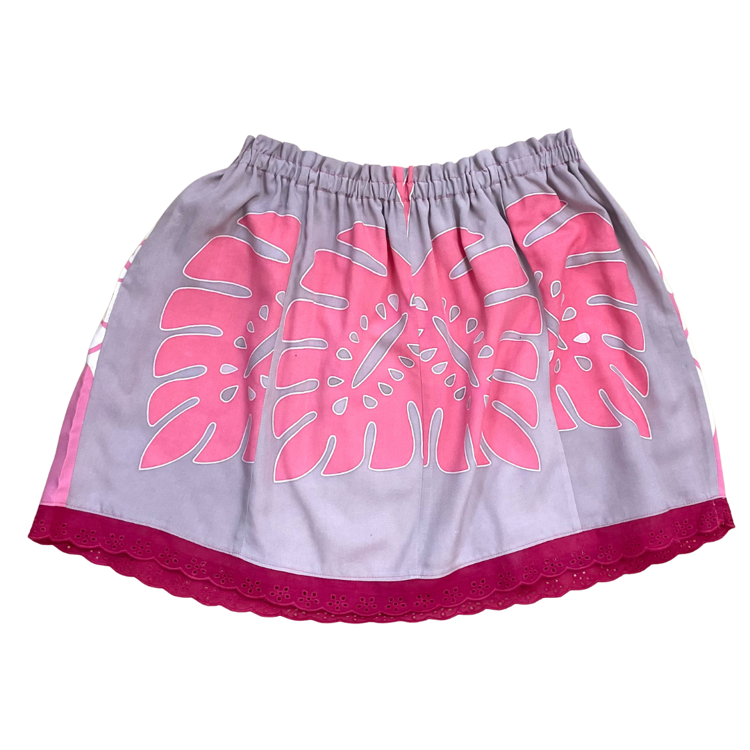 Ginger Leong Made in Hawaii Hula Iki Top-Small/Med-Pink Ginger/Hot Pink Monstera/Fuschia Lace