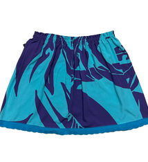 Ginger Leong Made in Hawaii Hula Iki Top-Med/Large-Purple on Turquoise Bird of Paradise-Turquoise Lace