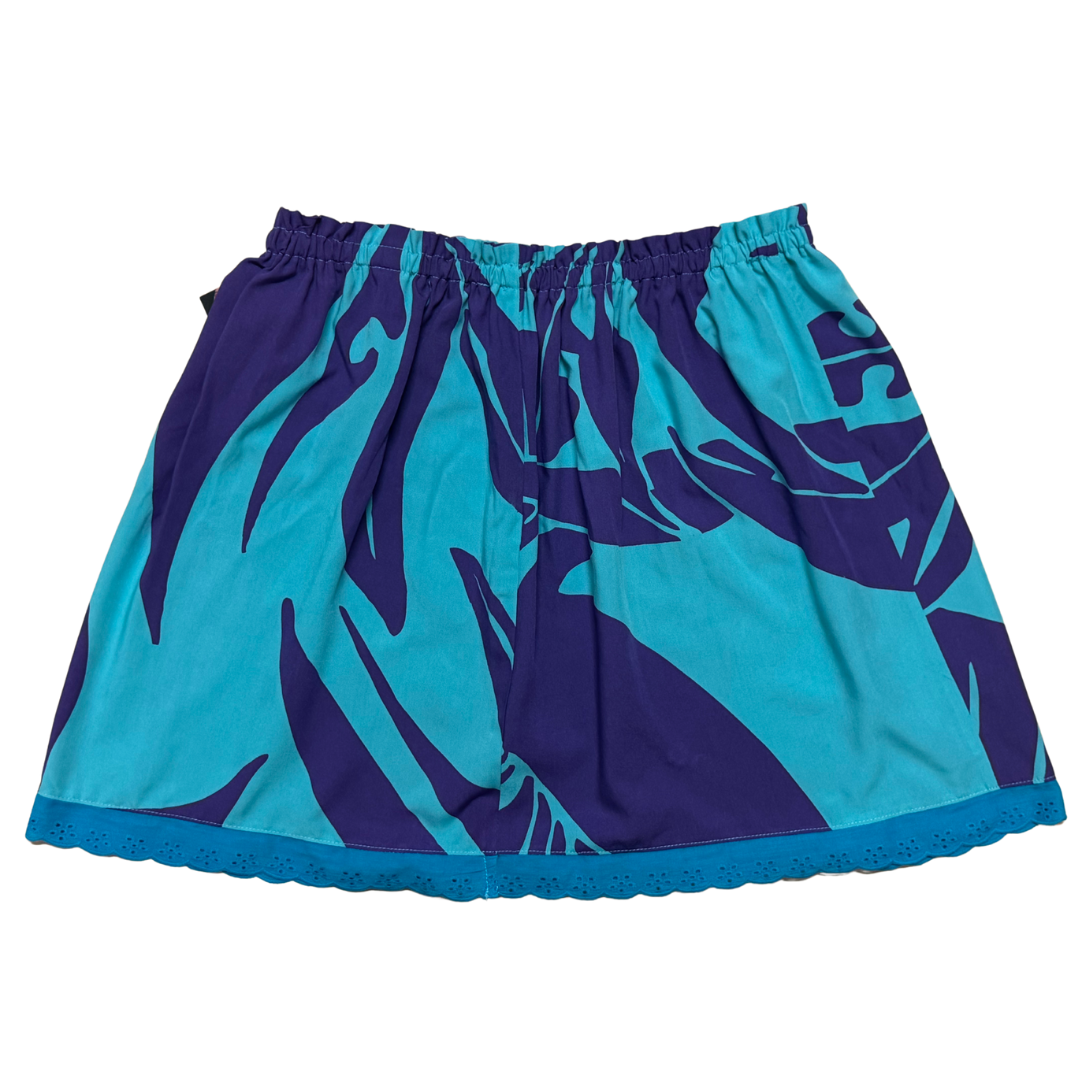 Ginger Leong Made in Hawaii Hula Iki Top-Med/Large-Purple on Turquoise Bird of Paradise-Turquoise Lace