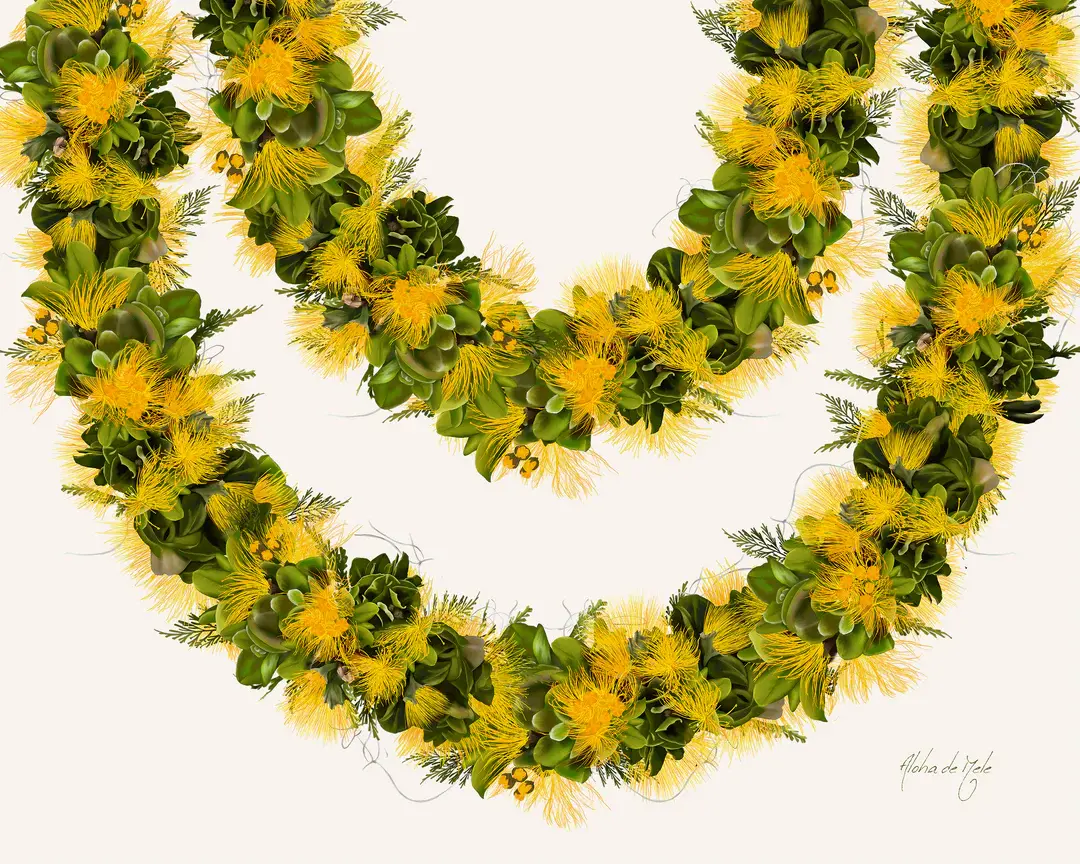 Aloha de Mele LEI LEHUA MAMO, 16X20 MATTED PRINT