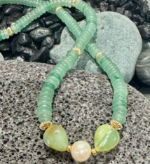 Magnolia Designs Aventurine, Green Peruvian Opal & Pearl Necklace – Handmade in Hawai‘i