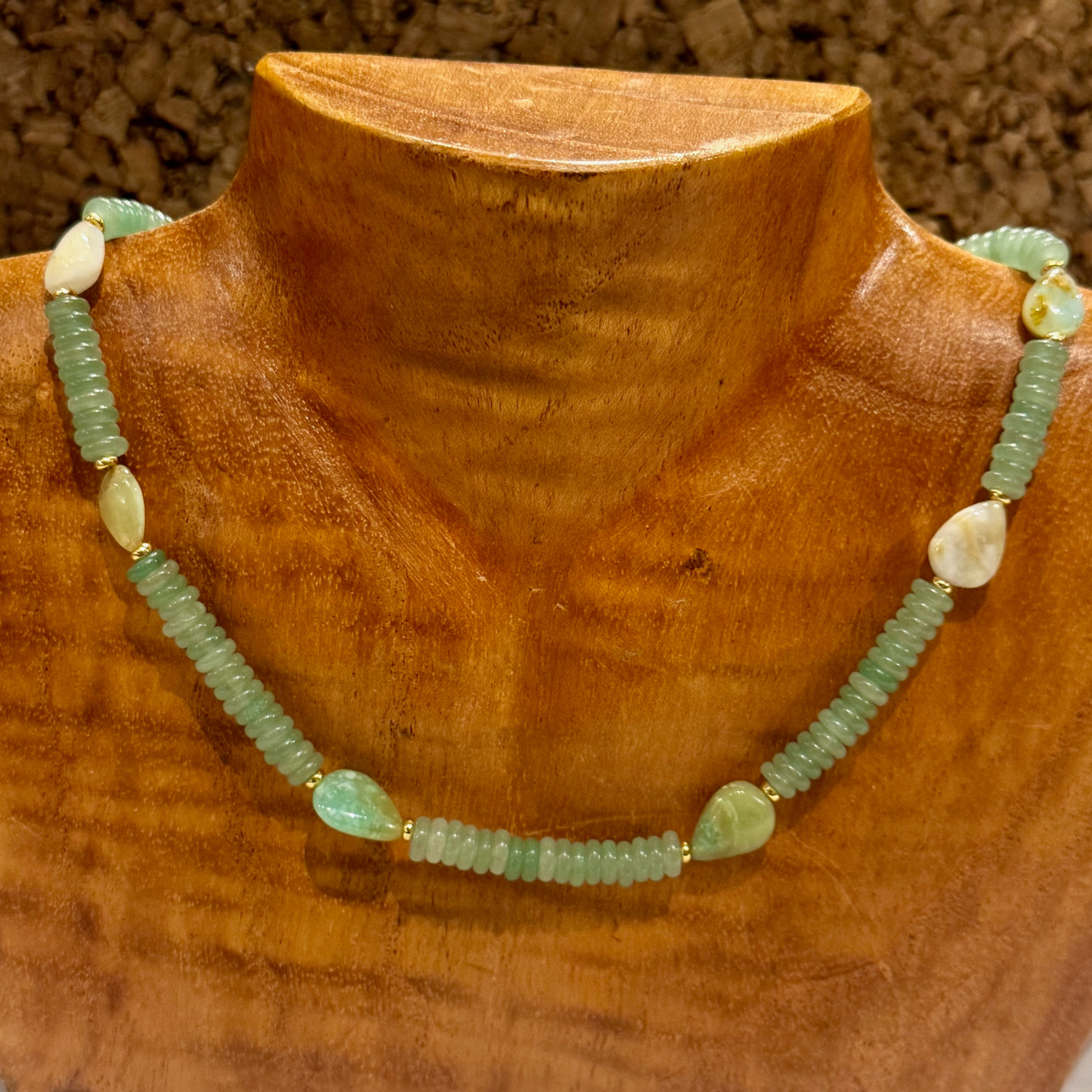 Magnolia Designs Aventurine & Green Peruvian Opal Necklace – 17” Handmade in Hawai‘i
