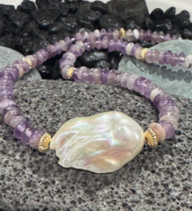 Magnolia Designs 17" Amethyst & Freshwater Baroque Pearl Necklace – Handmade Gold Fill Jewelry from Hawai‘i