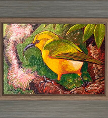 Gary Kato Akiapolaʻau – Framed 5x7 Original Acrylic Painting by Gary Kato | Magnolia Hawaii