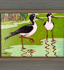 Gary Kato Hawaiian Stilts – Framed 5x7 Original Acrylic Painting by Gary Kato | Magnolia Hawaii