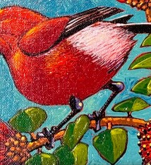 Gary Kato Apapane – Framed 5x7 Original Acrylic Painting by Gary Kato | Magnolia Hawaii