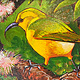 Gary Kato Akiapolaʻau – Framed 5x7 Original Acrylic Painting by Gary Kato | Magnolia Hawaii