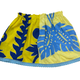 Ginger Leong Made in Hawaii Hula Iki Top-Small/Med-Light Blue Monstera on Yellow/Blue Heliconia on Yellow/Blue Lace