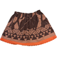Ginger Leong Made in Hawaii Hula Iki Top-Small/Med-Light Brown with Dark Brown Leaves and Design/Orange Lace