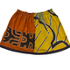 Ginger Leong Made in Hawaii Hula Iki Top-Small/Med-Warm Leaves with Olive/Deep Orange with Brown Design-Dark Brown Lace