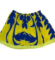 Ginger Leong Made in Hawaii Hula Iki Top Small/Medium – Yellow with Blue Breadfruit & Yellow Lace by Ginger Leong | Magnolia Hawaii