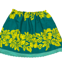 Ginger Leong Made in Hawaii Hula Iki Top Medium/Large – Yellow Hibiscus on Green by Ginger Leong | Magnolia Hawaii