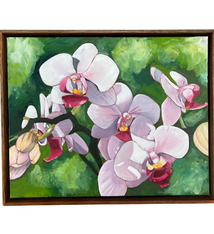 Ellen Michino “Pink Orchid Spray” Framed Original Oil Painting by Ellen Michino | Hawaiʻi Fine Art | Magnolia Hawaii