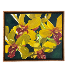 Ellen Michino “Four Yellow Orchids” Framed Original Oil Painting by Ellen Michino | Hawaiʻi Fine Art | Magnolia Hawaii