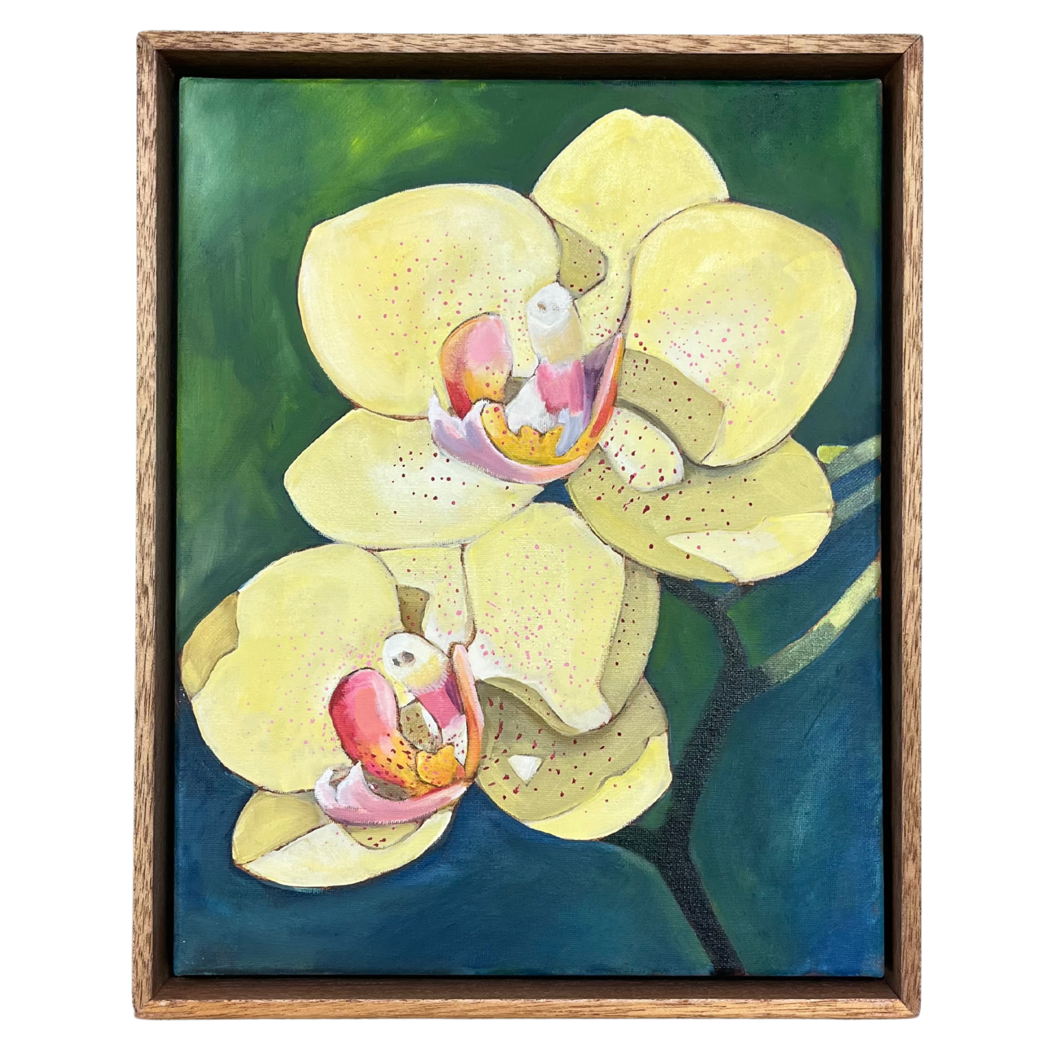 Ellen Michino “Two Yellow Orchids” Framed Original Oil Painting by Ellen Michino | Hawaiʻi Fine Art | Magnolia Hawaii