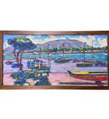 Mark Brown “Paddler’s Headquarters” Framed Original Oil Painting by Mark Brown | Plein Air Hawaiʻi Art | Magnolia Hawaii