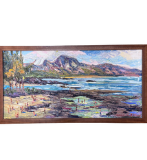 Mark Brown “North Shore Three Tables” Framed Original Oil Painting by Mark Brown | Plein Air Hawaiʻi Art | Magnolia Hawaii