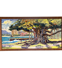 Mark Brown “Queen’s Banyan” Framed Original Oil Painting by Mark Brown | Plein Air Hawai‘i Art | Magnolia Hawaii