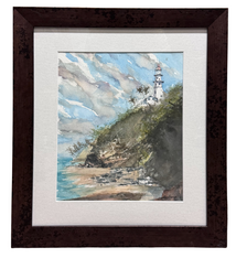 Dwayne Adams “Diamond Head Beacon” Framed Original Watercolor by Dwayne Adams | Hawaiʻi Fine Art | Magnolia Hawaii