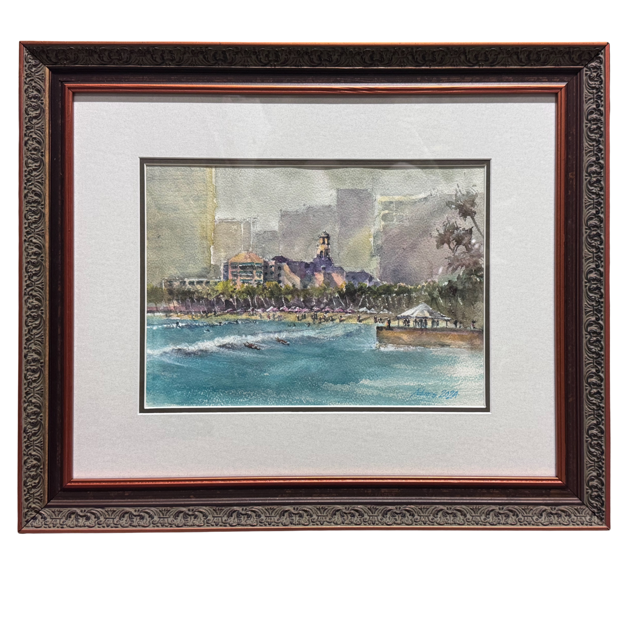 Dwayne Adams “Palace of the Pacific” Framed Original Watercolor by Dwayne Adams | Hawaiʻi Fine Art | Magnolia Hawaii