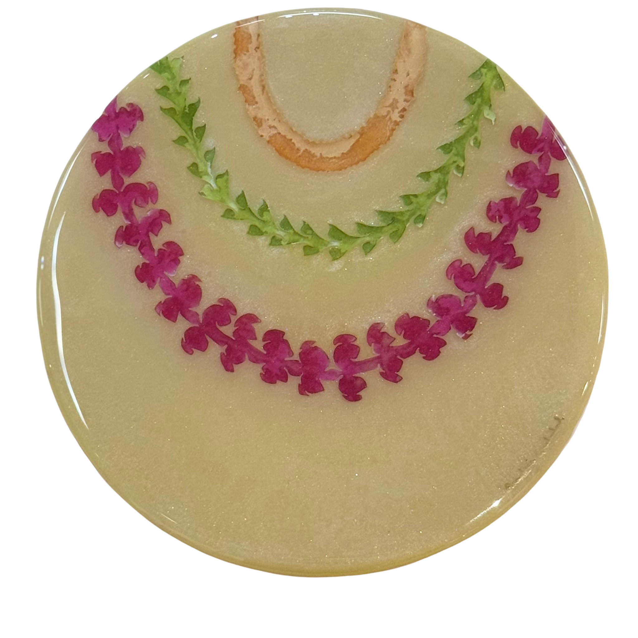 Ana Lucia Gardeazabal “Lei Mau Loa 5” Round 8" Original Resin Painting by Ana Lucia Gardeazabal | Hawai‘i Fine Art | Magnolia Hawaii