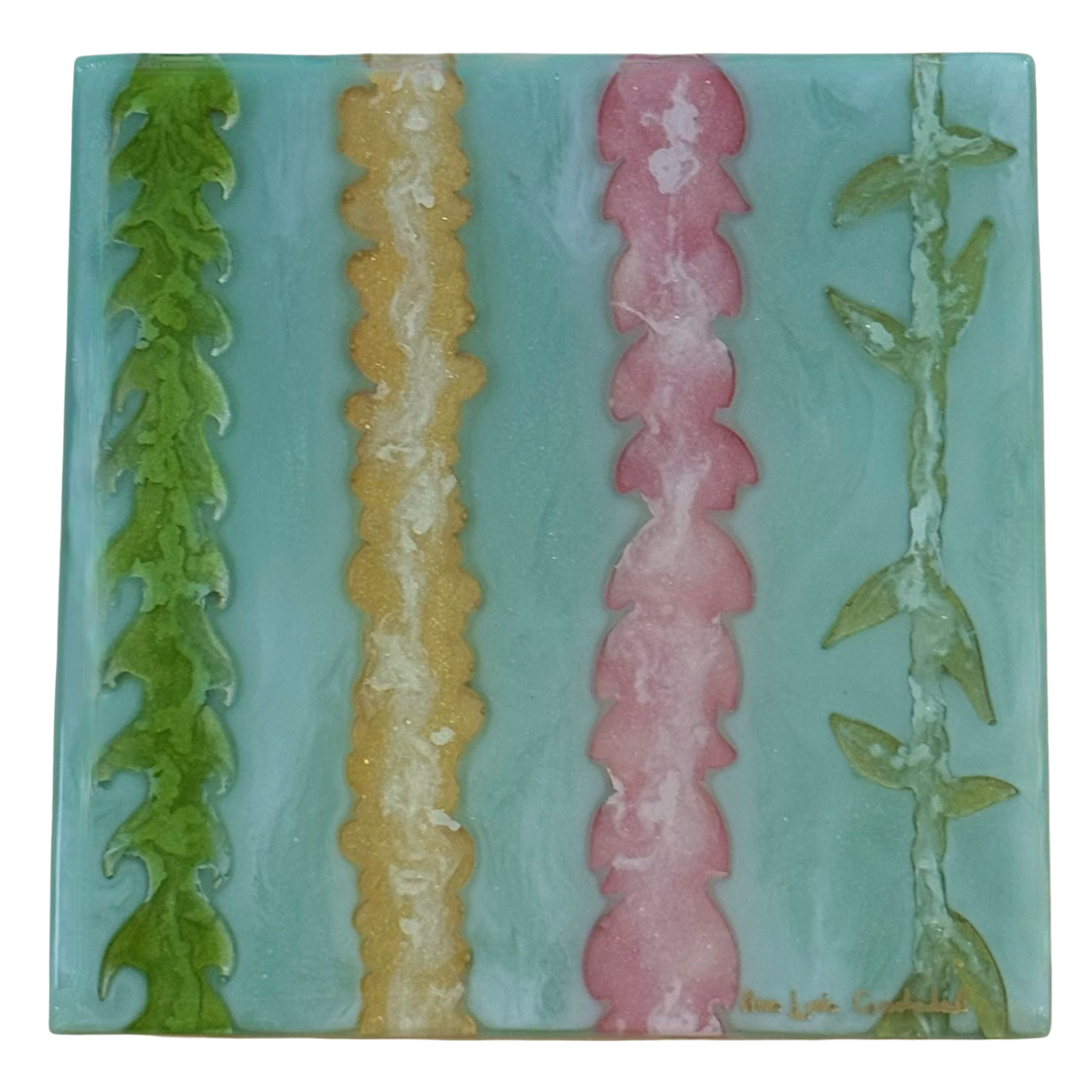 Ana Lucia Gardeazabal “Lei Mau Loa 9” 6x6 Original Resin Painting by Ana Lucia Gardeazabal | Hawai‘i Fine Art | Magnolia Hawaii
