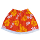 Ginger Leong Made in Hawaii Hula Iki Top-Med/Large-Orange with Yellow Hibiscus and White Flowers/White Lace
