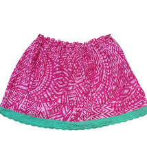 Ginger Leong Made in Hawaii Hula Iki Top-Small/Med-Pink and Fuschia Design/Mint Lace