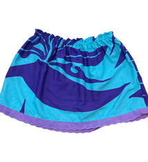 Ginger Leong Made in Hawaii Hula Iki Top-Small/Med-Turquoise with Purple BOP Design/Lavender Lace